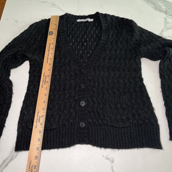 Cotton Emporium Mohair Blend Black Wide Knit Button Cardigan Sweater Large USA - Picture 6 of 9